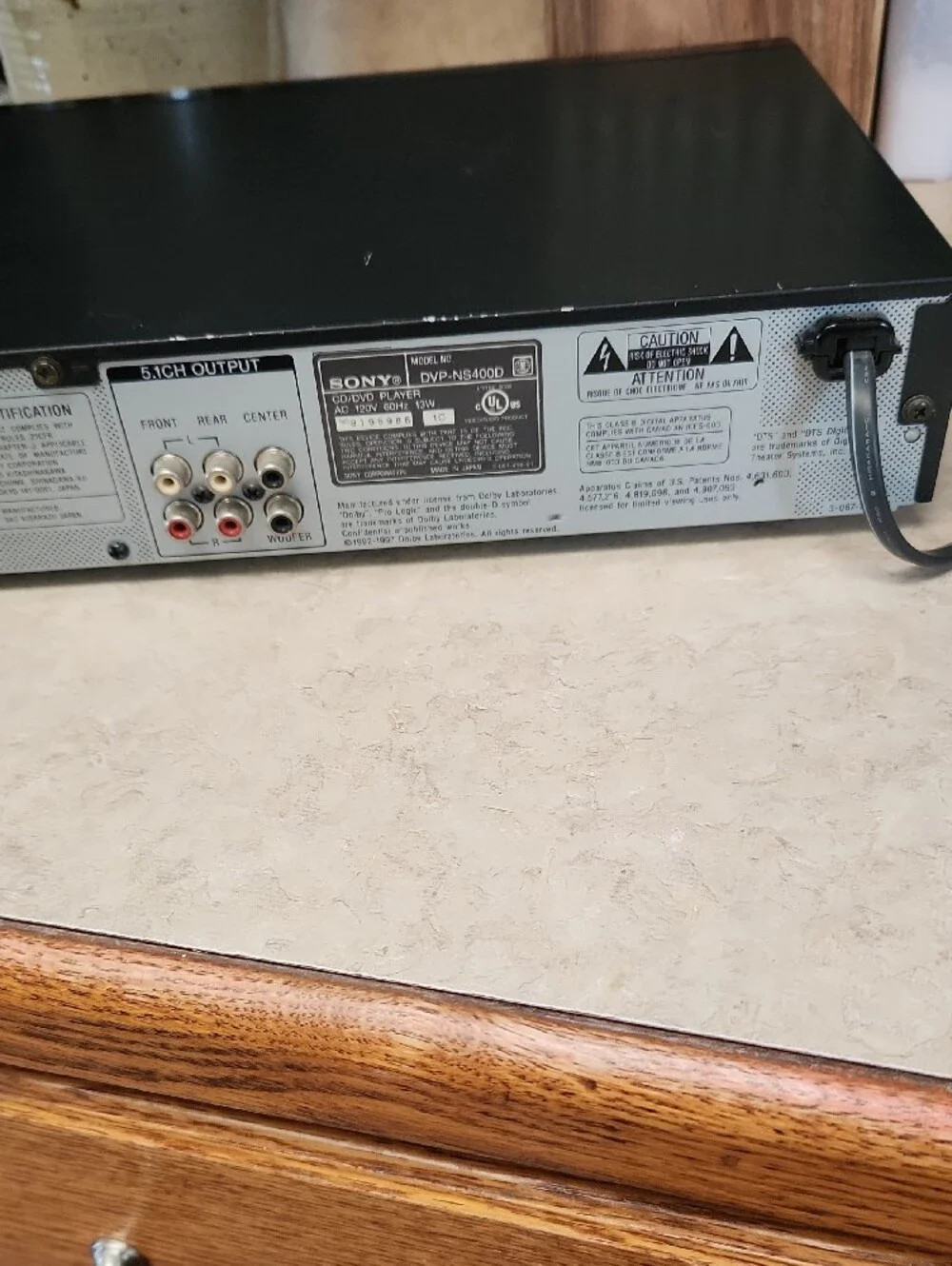 Sony Black DVD/CD Player DVP-NS400D Turns On But Unable To Test